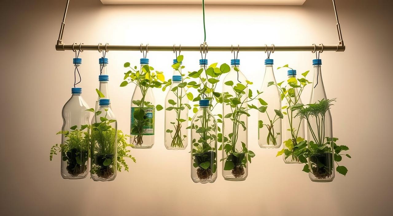 horta suspensa com garrafa pet